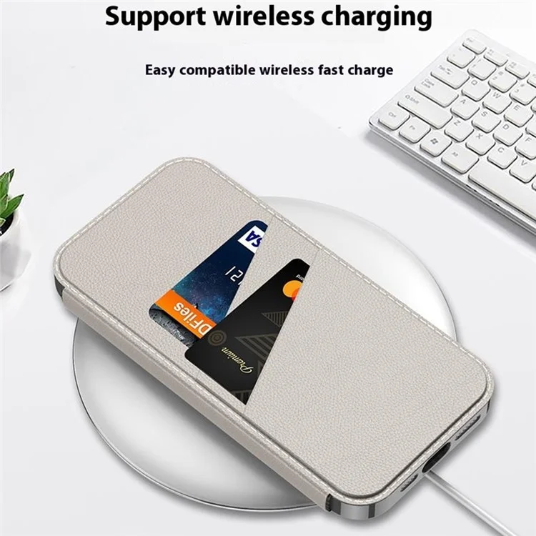 GKK Para Iphone 16 Pro Max Case TPU+PU Cubierta de Teléfono de Cuero Con Ranuras Para Tarjetas, Soporte - Negro