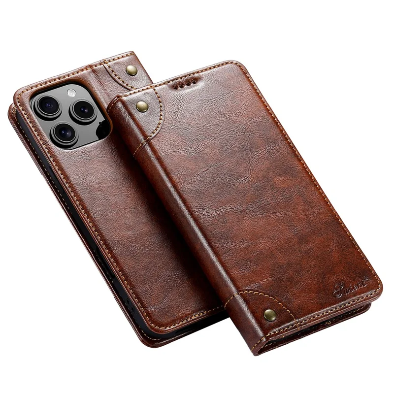 Suteni Per Iphone 16 Pro Max Case PU Coperchio Pecolo Per Coperchi - Cachi