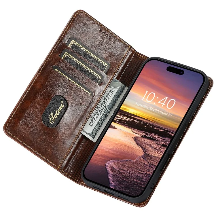 Suteni Per Iphone 16 Pro Max Case PU Coperchio Pecolo Per Coperchi - Cachi