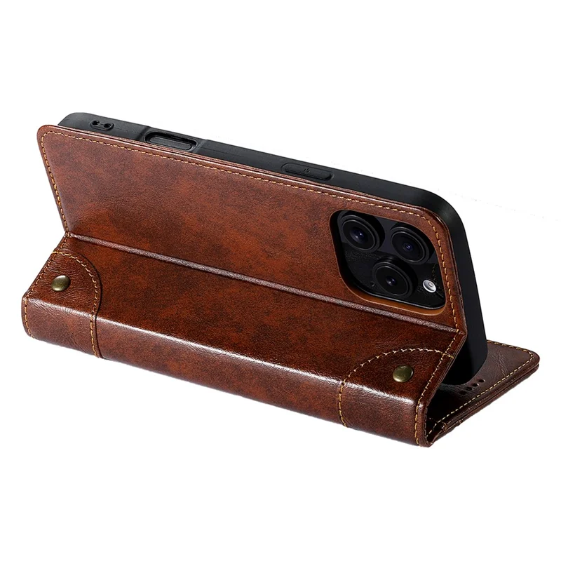 Suteni Per Iphone 16 Pro Max Case PU Coperchio Pecolo Per Coperchi - Cachi