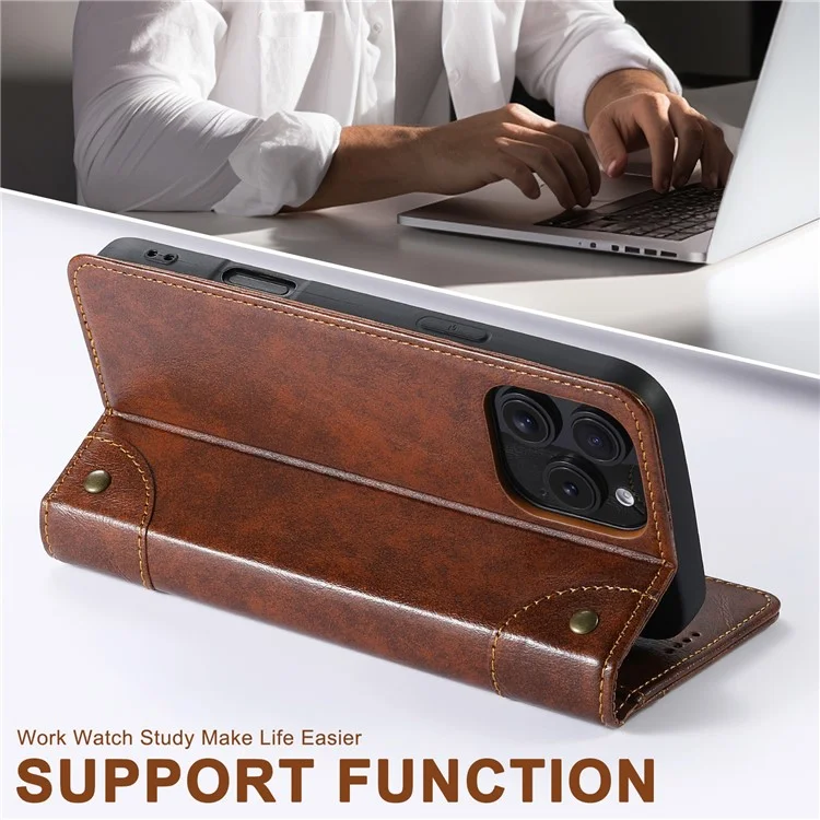 Suteni Per Iphone 16 Pro Max Case PU Coperchio Pecolo Per Coperchi - Cachi
