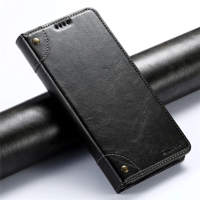 Suteni For Iphone 16 Case pu Кожа - Черный