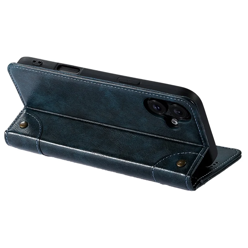 SUTENI For iPhone 16 Case PU Leather Stand Wallet Phone Cover - Blue