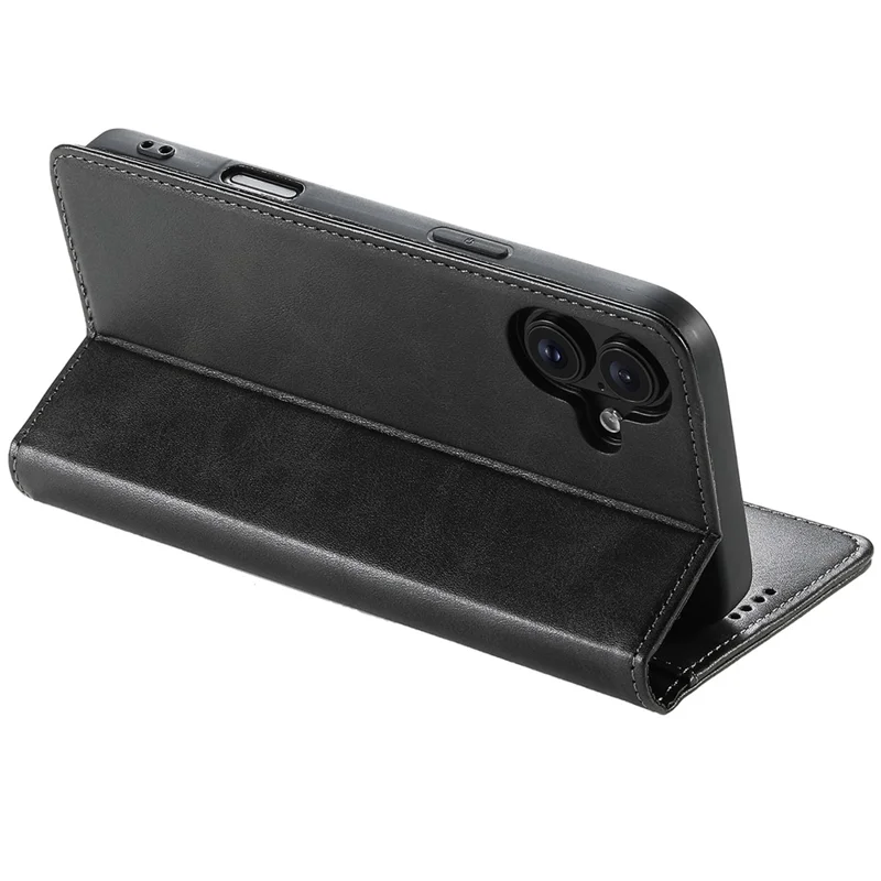 Suteni Per Iphone 16 Plus Case PU Portafoglio in Pelle Portato di Chiusura Magnetica Copertina Del Telefono - Nero