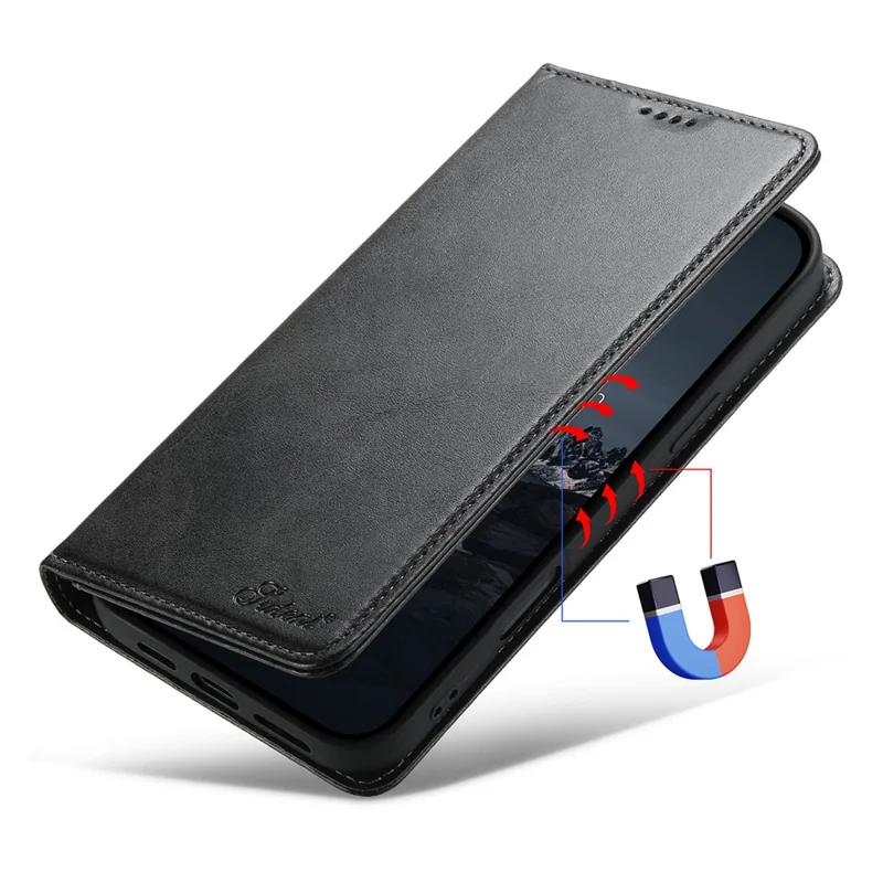 Suteni Per Iphone 16 Plus Case PU Portafoglio in Pelle Portato di Chiusura Magnetica Copertina Del Telefono - Nero