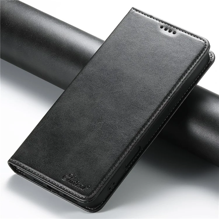 Suteni Para Iphone 16 Pro Max Case PU pu Cuero Willet Stand Magnetic Closing Telephip Cover - Negro