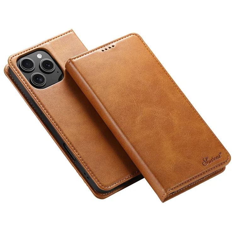 Suteni Para Iphone 16 Pro Case PU pu Cuero Stand de Cierre Magnético Cubierta Telefónica - Caqui