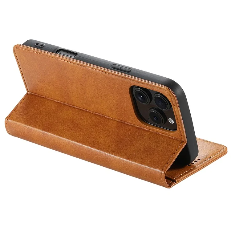 Suteni Para Iphone 16 Pro Case PU pu Cuero Stand de Cierre Magnético Cubierta Telefónica - Caqui