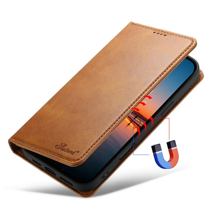 Suteni Para Iphone 16 Pro Case PU pu Cuero Stand de Cierre Magnético Cubierta Telefónica - Caqui