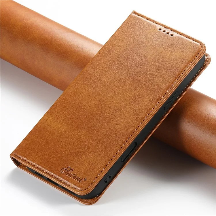 Suteni Para Iphone 16 Pro Case PU pu Cuero Stand de Cierre Magnético Cubierta Telefónica - Caqui