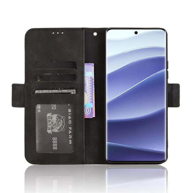 Pour Xiaomi Redmi Note 14 Pro+ 5G / Note 14 Pro 5G Étui en cuir Portefeuille Housse avec Plusieurs Fentes pour Cartes - Noir