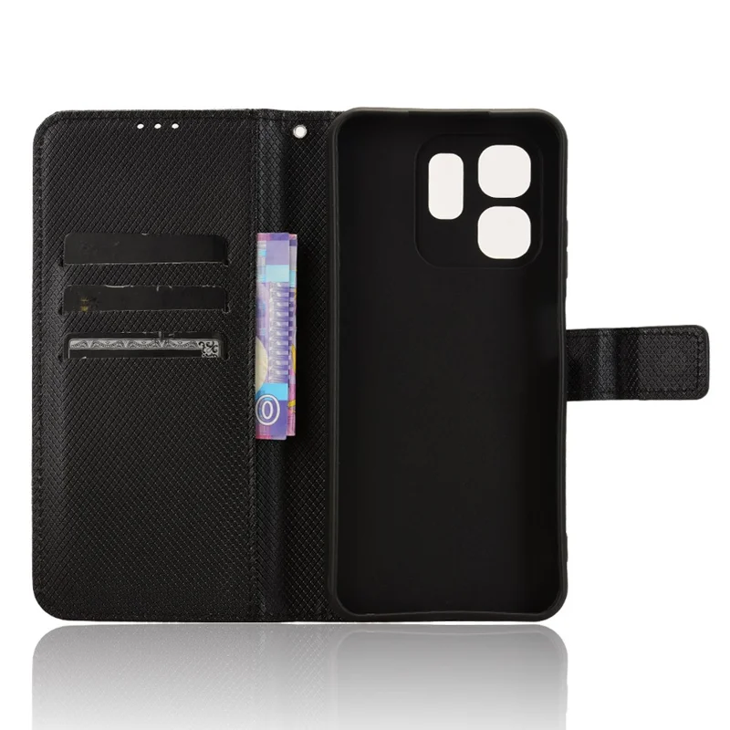 Para Infinix Hot 50i 4g X6531 / Smart 9 4G X6532 Case PU Leather Diamond Texture Willet Telep Cover - Negro