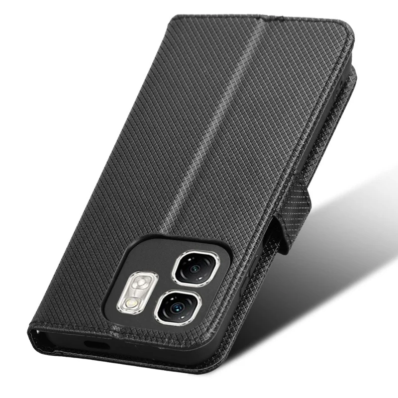 Para Infinix Hot 50i 4g X6531 / Smart 9 4G X6532 Case PU Leather Diamond Texture Willet Telep Cover - Negro
