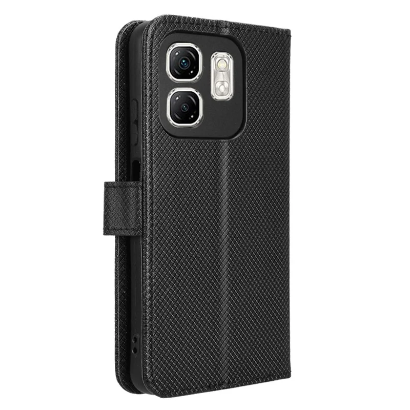 Para Infinix Hot 50i 4g X6531 / Smart 9 4G X6532 Case PU Leather Diamond Texture Willet Telep Cover - Negro