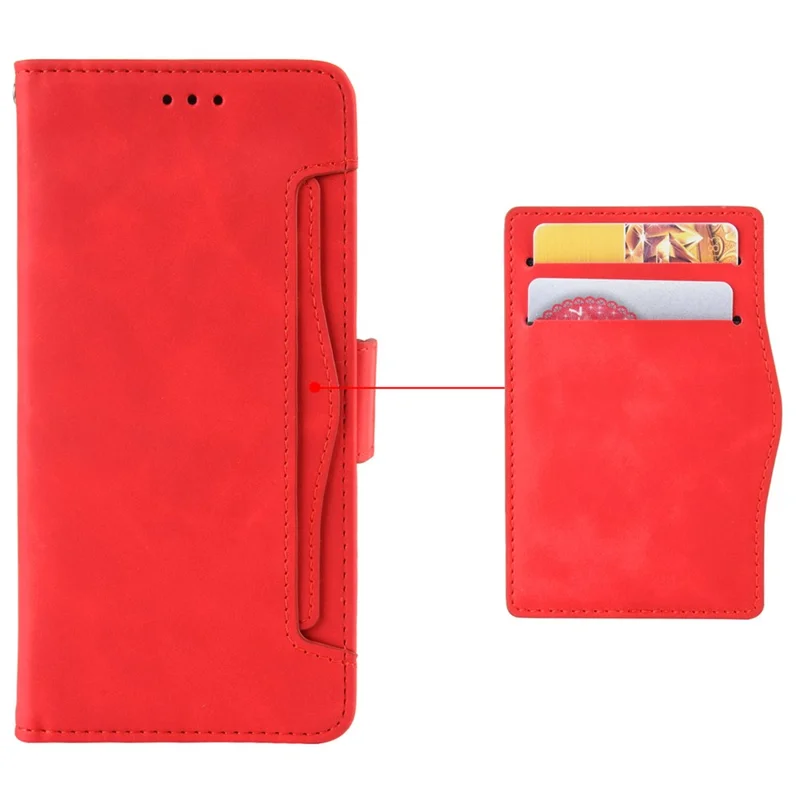 For Infinix Hot 50i 4G X6531 / Smart 9 4G X6532 Leather Case Phone Wallet Cover with Multiple Card Slots - Red