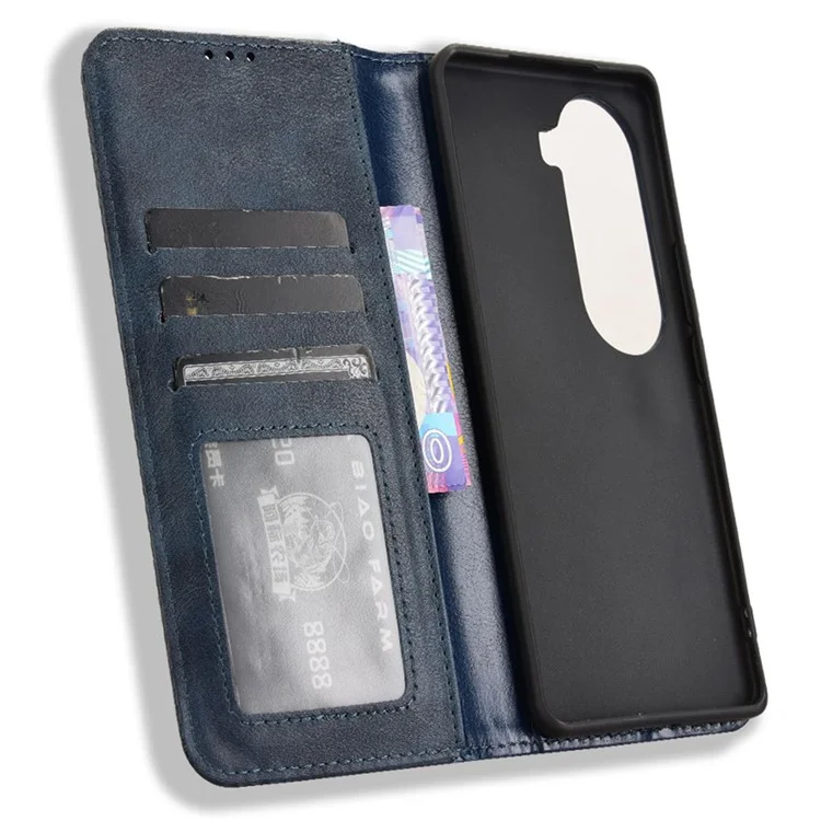 Per Vivo V40e 5g / Iqoo Z9s 5G Couro Case Case Stante Della Pesta Della Pesta Della Persone Retura - Blu