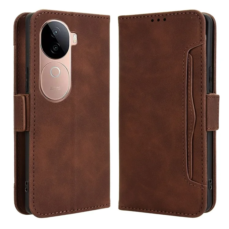Per Vivo V40e 5g / Coperchio Del Portafoglio Telefonico Iqoo Z9s 5G Case in Pelle Con Più Slot di Carta - Marrone