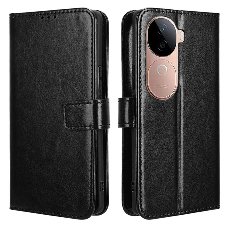 Для Vivo V40e 5G / Iqoo Z9s 5G Case Crase Crazy Horse Texture PU - Черный