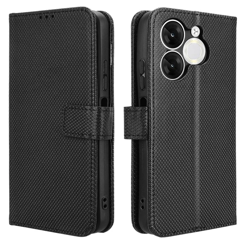 Para Itel A80 4G A671LC Case PU Leather Diamond Texture Willet Telep Cubierta - Negro