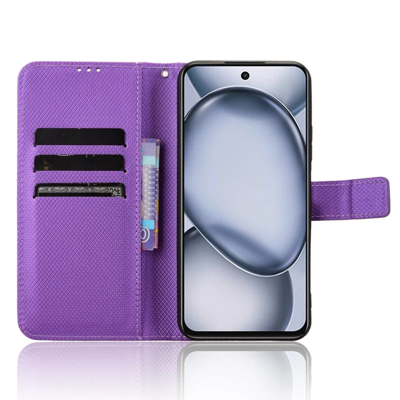 Para Itel A80 4G A671LC Case PU Leather Diamond Texture Willet Telep Cubierta - Negro