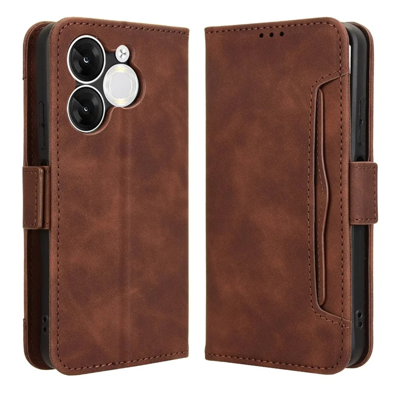 Para Itel A80 4G A671LC Case de Cuero Tapa de la Billetera Con Múltiples Ranuras Para Tarjetas - Marrón