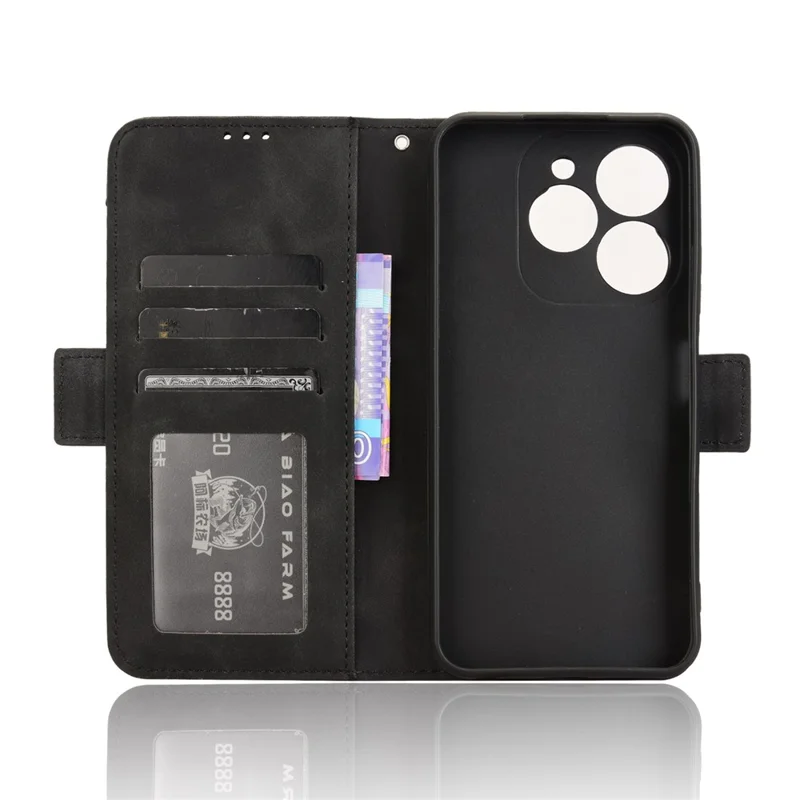 For itel A80 4G A671LC Leather Case Phone Wallet Cover with Multiple Card Slots - Black