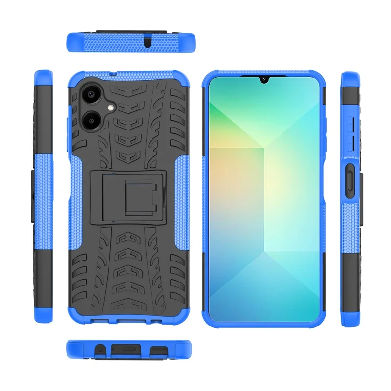 Чехол для Samsung Galaxy A06 из ПК + ТПУ с протектором для шин и подставкой - синий