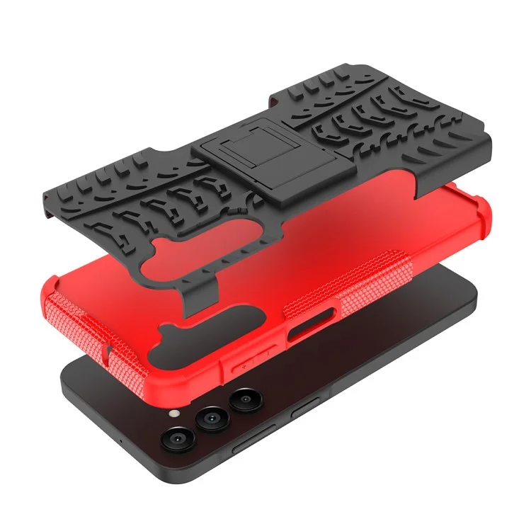 Для Samsung Galaxy A16 5G / A16 4G Чехол PC+TPU с рисунком шины Slim Phone Cover with Kickstand - Красный