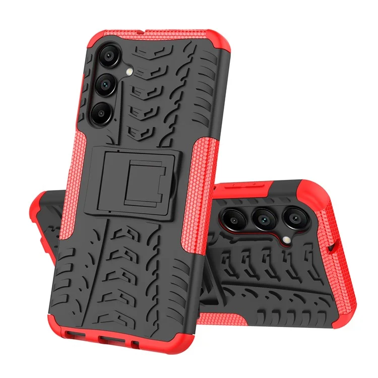 Для Samsung Galaxy A16 5G / A16 4G Чехол PC+TPU с рисунком шины Slim Phone Cover with Kickstand - Красный