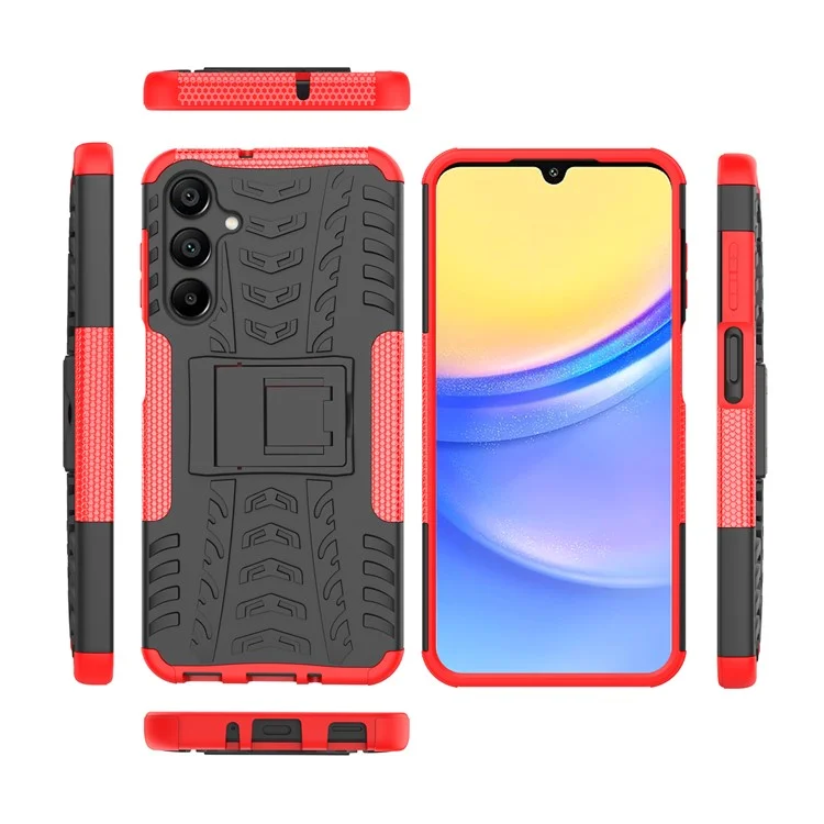 Для Samsung Galaxy A16 5G / A16 4G Чехол PC+TPU с рисунком шины Slim Phone Cover with Kickstand - Красный