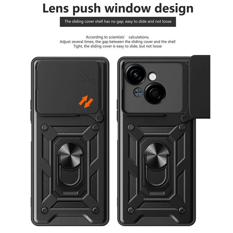 For TECNO Spark Go 2025 / Spark Go 1 / Pop 9 4G Case with Slide Camera Lid PC+TPU Kickstand Phone Cover - Green