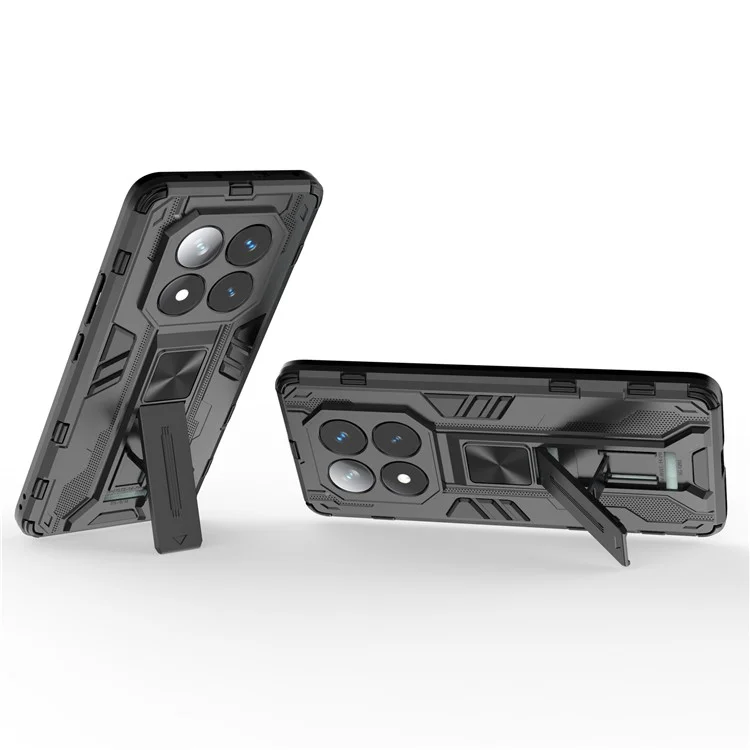 Pour Xiaomi Redmi Note 14 Pro 5G Case PC + TPU TPU Hoppory Tephel Cover Avec Kickstand - Noir