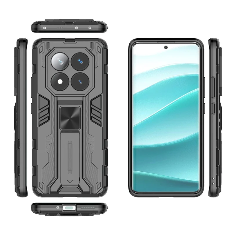 Pour Xiaomi Redmi Note 14 Pro 5G Case PC + TPU TPU Hoppory Tephel Cover Avec Kickstand - Noir
