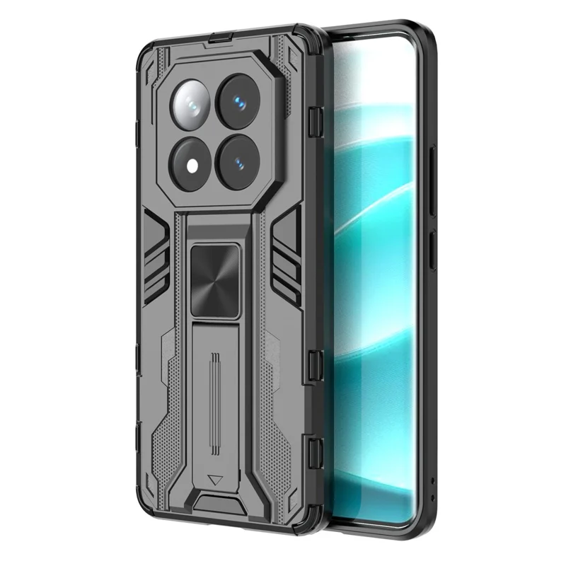 Pour Xiaomi Redmi Note 14 Pro + 5G Case PC + TPU Tpuphed Tephel Cover Avec Kickstand - Noir