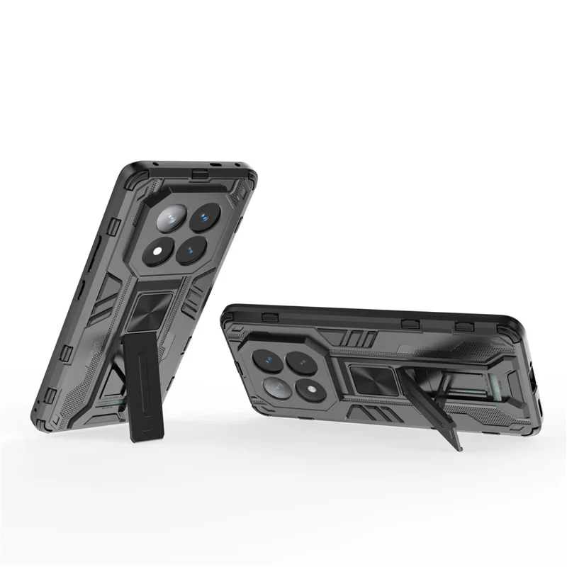 Pour Xiaomi Redmi Note 14 Pro + 5G Case PC + TPU Tpuphed Tephel Cover Avec Kickstand - Noir