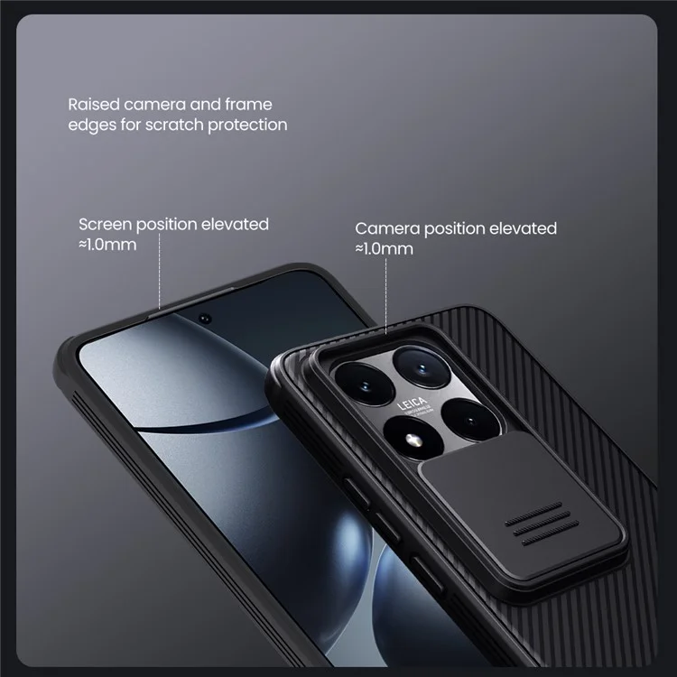 NILLKIN Camshield Pro Series for Xiaomi 14T Case PC+TPU Slide Camera Lid Phone Cover - Black