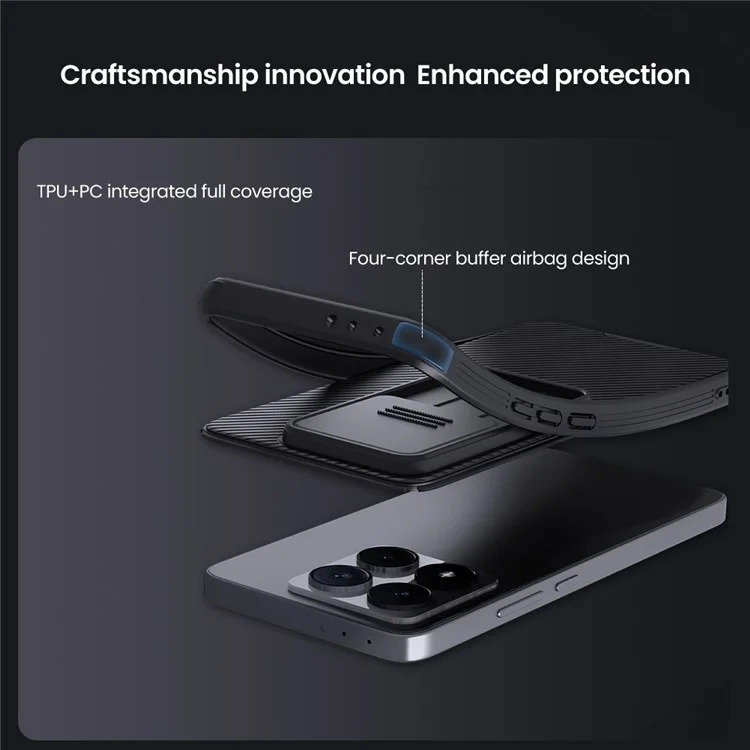 NILLKIN Camshield Pro Series for Xiaomi 14T Case PC+TPU Slide Camera Lid Phone Cover - Black