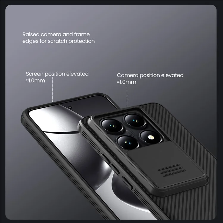 NILLKIN Camshield Pro Series per Xiaomi 14T Pro Custodia PC+TPU Coperchio Scorrevole per Fotocamera Cover per Cellulare - Blu