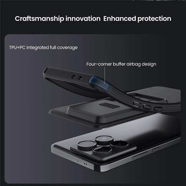 NILLKIN Camshield Pro Series per Xiaomi 14T Pro Custodia PC+TPU Coperchio Scorrevole per Fotocamera Cover per Cellulare - Blu