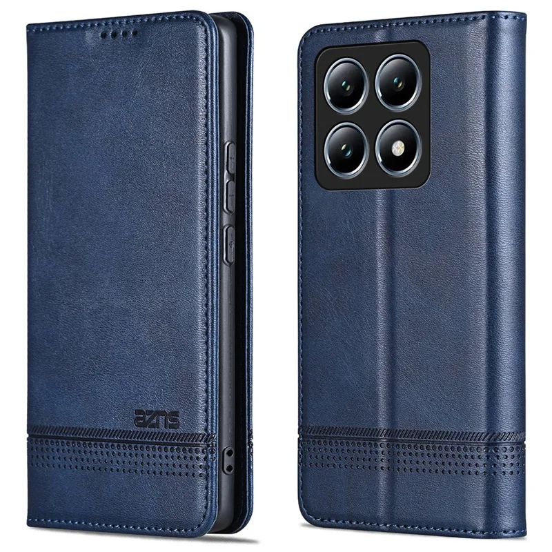 Azns Para Xiaomi 14t Pro Case Cawhide Texture PU Cuero de Cuero Cover - Azul