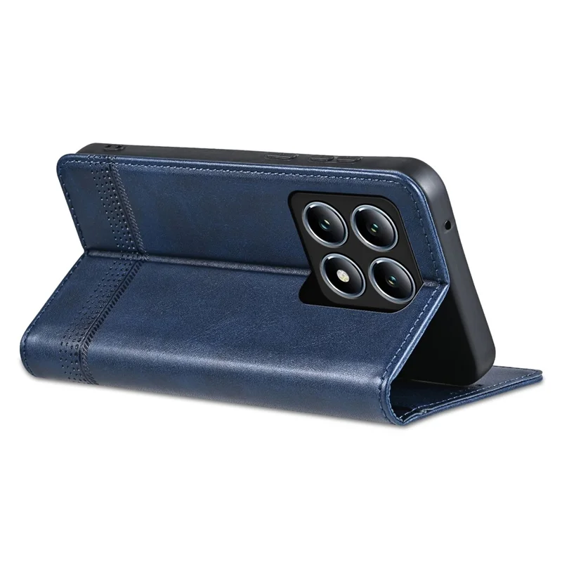Azns Para Xiaomi 14t Pro Case Cawhide Texture PU Cuero de Cuero Cover - Azul