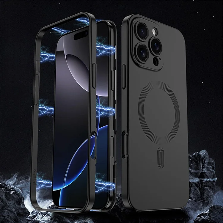 GKK Pour Iphone 16 Pro Case Compatible Avec Magsafe Protection Full Hard PC Téléphone Couverture - Noir