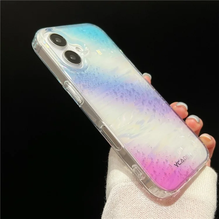 For iPhone 16 Case Colorful Design Shockproof Hard PC Phone Shell - Blue / Red