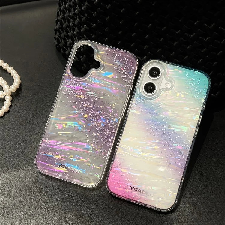 For iPhone 16 Case Colorful Design Shockproof Hard PC Phone Shell - Blue / Red