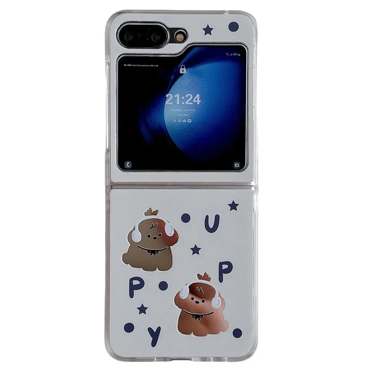 Для Samsung Galaxy Z Flip6 5G Case Case Coctive Hard PC Phone Cope с Ремешком Для Запястья - Собака