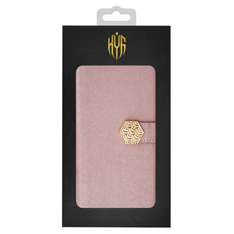 Для Iphone 15 Pro Max Case Cross Texture Кожа+tpu Chole Chole Pallet Phone с Ремнями - Розовое Золото