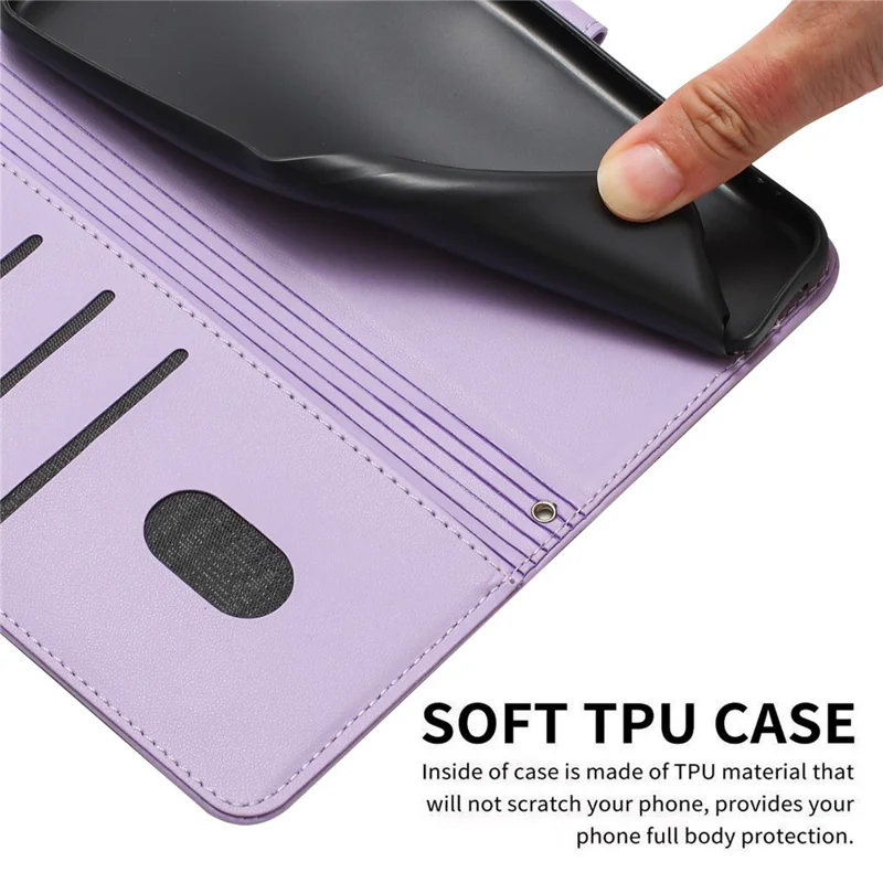 For Samsung Galaxy A05s 4G Case with Strap Cats Imprint Leather Wallet Phone Cover - Purple