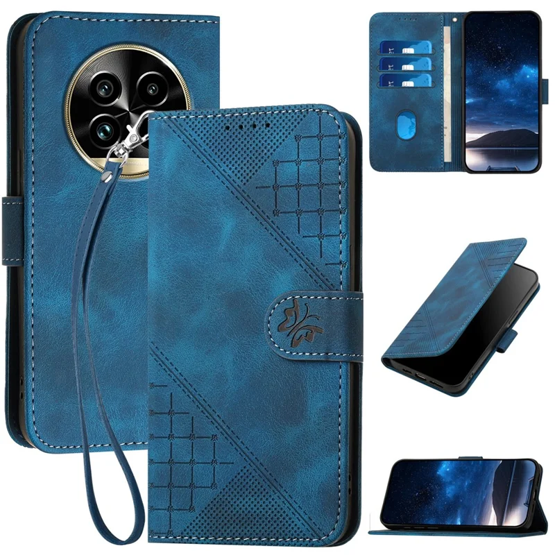 YX0080 For Realme 13 Pro 5G (Global) / 13 Pro+ 5G (Global) Case Butterfly Imprint Leather Wallet Phone Cover - Sapphire