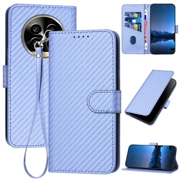 YX0070 For Realme 13 Pro 5G (Global) / 13 Pro+ 5G (Global) Wallet Case Carbon Fiber Texture Leather Cell Accessories Phone Cover - Light Purple