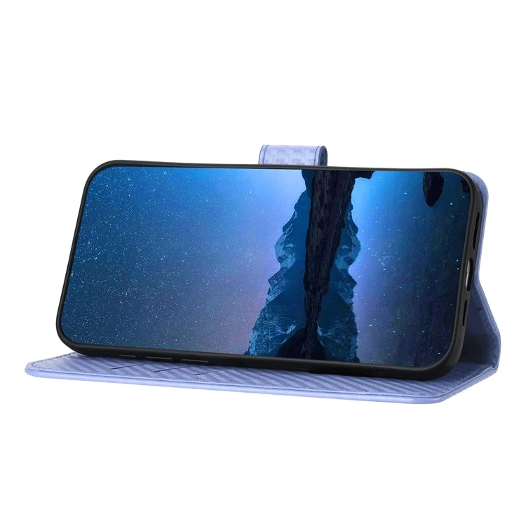 YX0070 For Realme 13 Pro 5G (Global) / 13 Pro+ 5G (Global) Wallet Case Carbon Fiber Texture Leather Cell Accessories Phone Cover - Light Purple